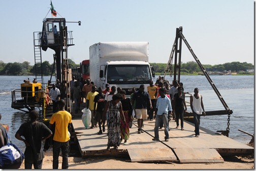 Kazungulu Ferry Crossing between Botswana and Zambia