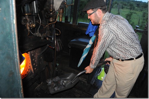 Shoveling Coal on a Steam Train