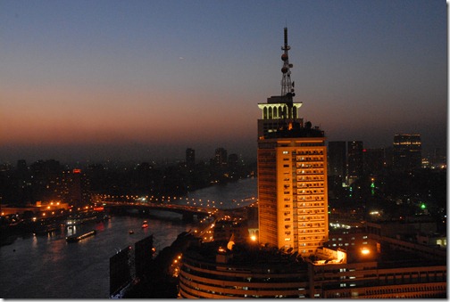 Cairo at night from the Ramses Hilton