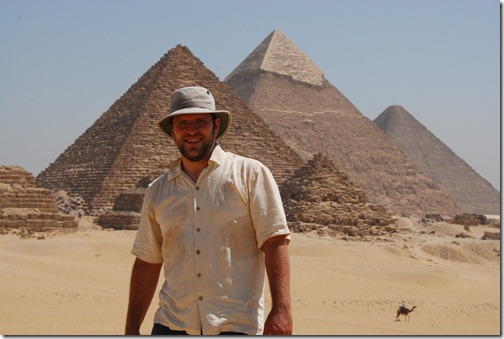 The author at the Pyramids of Giza, Egypt