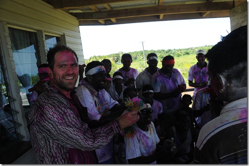 Singing and playing with a traveling Hindu Holi band in Fiji