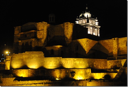 The Church of Santo Domingo built on top of the Incan foundations of Coricancha, the Golden Temple