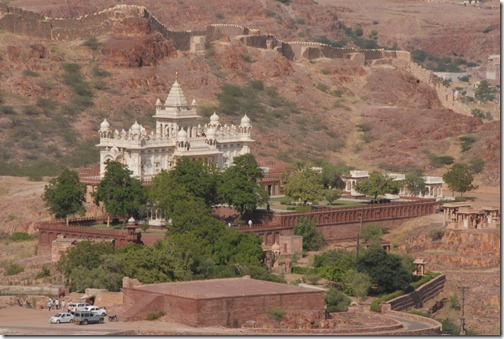 View of a palace from the top of the Mehrangarh Fort in Jodhpur, Rajasthan, India