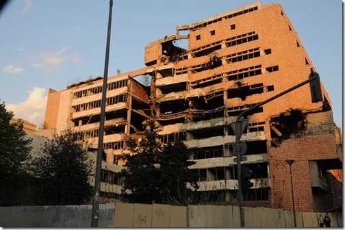 Former Yugoslav Ministry of Defence Building in Belgrade, bombed by NATO in 1999 and left in its bombed out state