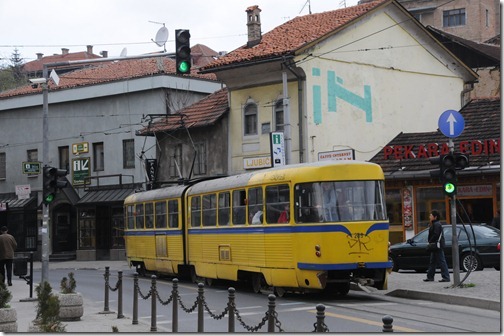Street tram in the Old Town of Sarajevo, Bosnia-Herzegovina