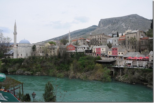 View of Mostar, Bosnia-Herzegovina from the Stari Most Bridge.