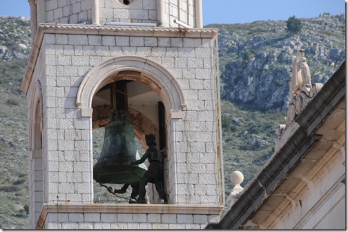 Clock Tower in Dubrovnik, Croatia and View of Surrounding Hills