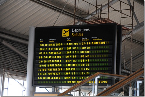 How many times do you see a flight to Antarctica on a flight board?