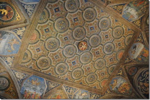Ornate portion of the ceiling in the Vatican Museum