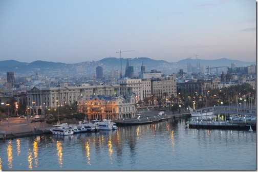 Port of Barcelona, Spain in the evening