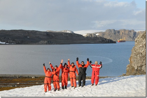 The Sharing the Point speaker team of Paul Swider, Dan Holme, Joel Oleson, Michael Noel, Ricardo Munoz, and Mark Miller in Antarctica - January 2012.