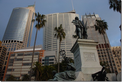 View of tall buildings in the Sydney C.B.D. from the Sydney Domain