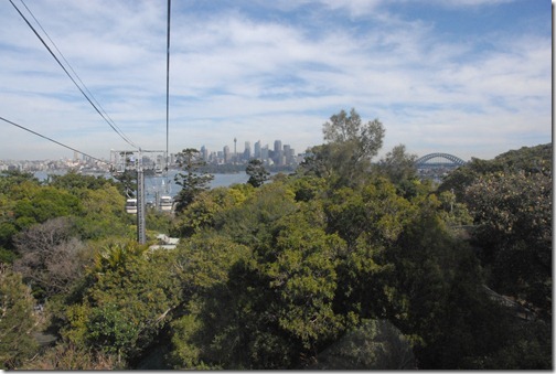 Taking a gondola lift to the Taronga Zoo in Sydney, Australia