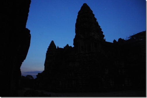 Pre-dawn inside the courtyard of the Inner Temple in Angkor Wat, Cambodia