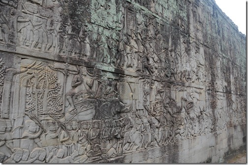 Bas Relief of Khmer Conquests on the Walls of the Bayon Temple Complex, Angkor Thom, Cambodia