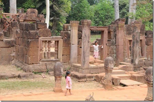 Children playing in Banteay Srei Temple, Cambodia
