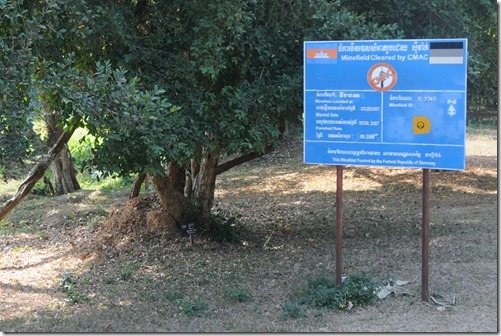 Sign Indicating the Removal of the Minefield at the temple of Beng Mealea, Cambodia