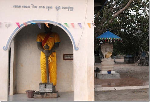 Statue informally known as 'Cricket-playing Buddha' in the Buddhist monastery on the top of Phnom Krom, Cambodia