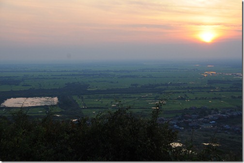 Sunrise over Cambodia as viewed from the hill at Phnom Krom, Cambodia