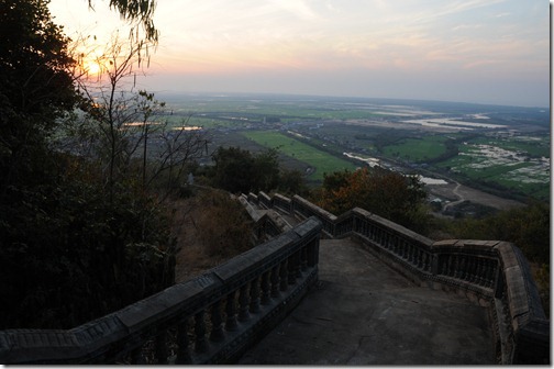 Descending the staircase on Phnom Krom, Cambodia
