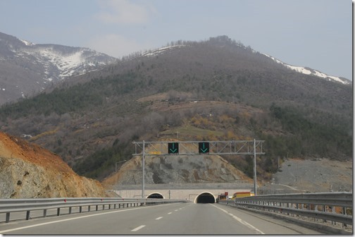 Tunnel entrance near Thirra, Albania in the new Albania-Kosovo Highway (A1) from Albania to Kosovo