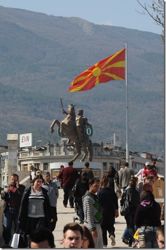 The controversial 'Warrior on a Horse' statue that looks suspiciously like Alexander the Great of Macedon in Skopje, FYRO Macedonia