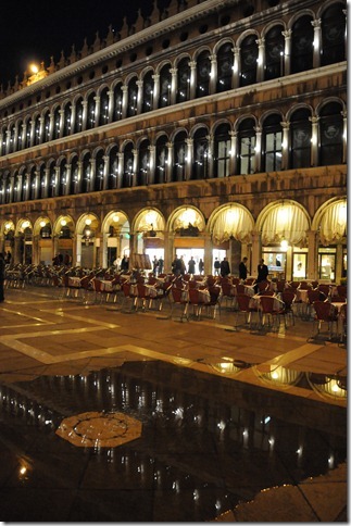 Flooding starting in Piazza San Marco during the Acqua Alta (High Water) in Venice, Italy