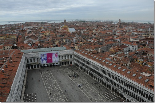 Piazza San Marco (St. Mark's Square) as viewed from the Campanile di San Marco (St. Mark's bell tower) in Venice, Italy