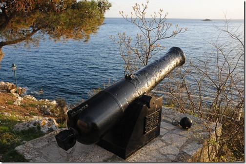 Cannon overlooking the Adriatic sea in Rovinj, Istria, Croatia