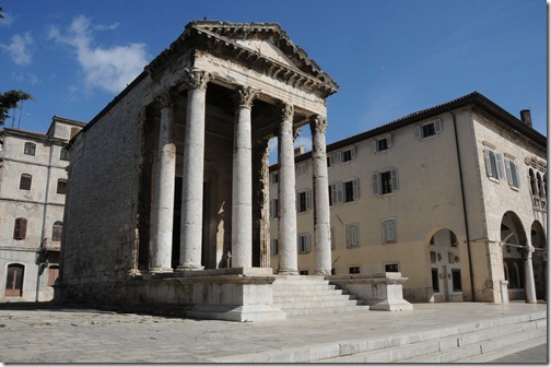 Temple of Augustus in Pula, a Roman religious temple, one of the few remaining in the world - In Pula, Istria, Croatia