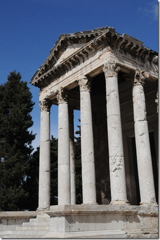 Front of the Inside the Temple of Augustus in Pula, Istria, Croatia