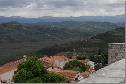 View of the Istrian countryside from the walls of the fortress in Motovun, Croatia