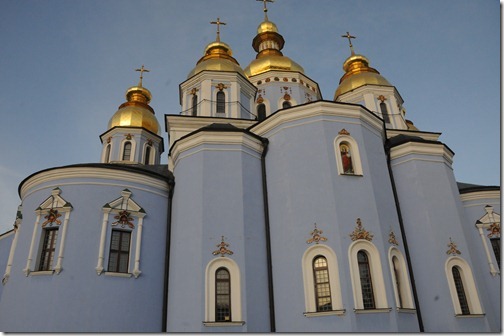 The back of St. Michael’s Gold Domed Monastery (Михайловский златоверхий монастырь) in Kiev, Ukraine