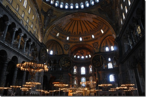 Inside Hagia Sophia (Ayasofya Mosque) in Istanbul, Turkey