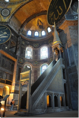 Minbar inside Hagia Sophia (Ayasofya Mosque) in Istanbul, Turkey