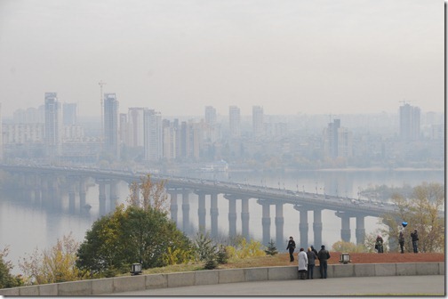 View from 'Rodina Mat' towards the Dnieper River.