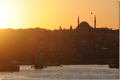 Sunset over the Golden Horn in Istanbul, Turkey
