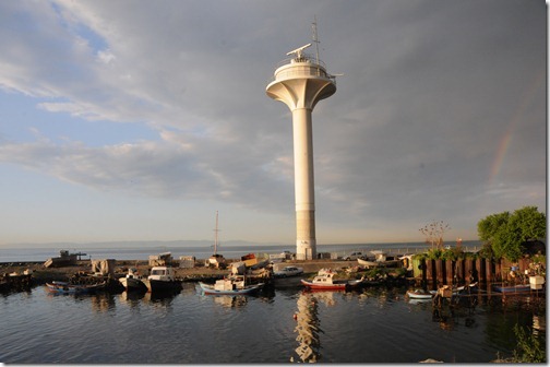 Lighthouse along the Bosphorus waterfront near the old city of Istanbul, Turkey