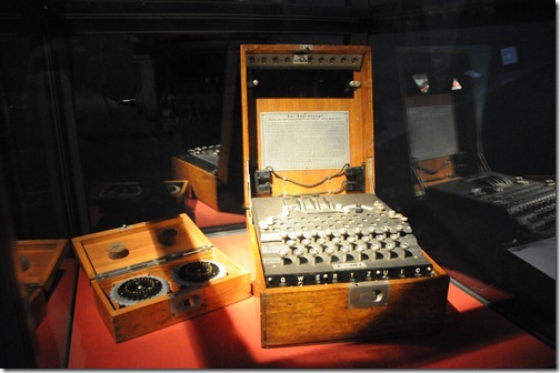 Original WWII Nazi 'Enigma Machine' inside the Jersey War Tunnels in Jersey, Channel Islands