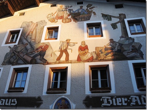 Lüftlmalerei (Bavarian Frescoes) on the walls of the Gasthaus Bier Adam in Berchtesgaden, Germany