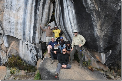 The team at the Zebra Rocks on Mount Kilimanjaro, Tanzania
