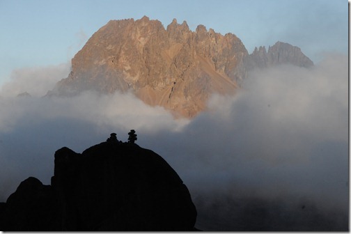 Sunset at Kibo Hut with Mawenzi Peak in the background - Mount Kilimanjaro, Tanzania