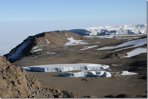 The remaining portion of the melting Furtwängler Glacier on top of Kibo Peak on Mt. Kilimanjaro, as it appeared in September, 2012