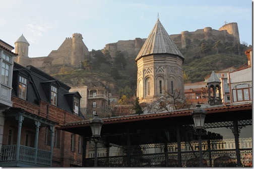 View towards Narikala Fortress (ნარიყალა) from Old Tbilisi, Georgia