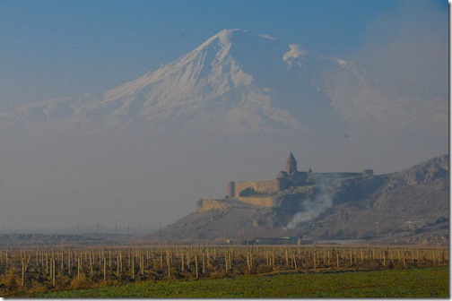 Khor Virap monastery (Խոր Վիրապ) and Mt. Ararat, as viewed from Armenia