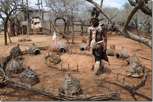 Minature recreation of a Zulu village in Shakaland, Kwa-Zulu Natal, South Africa