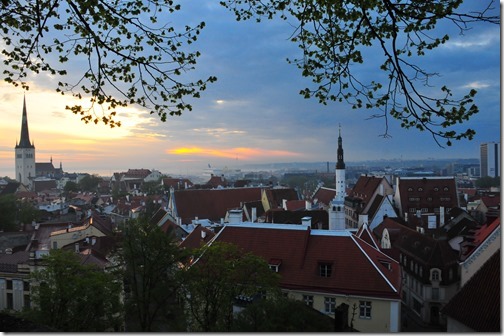Sunrise over the old city of Tallinn, Estonia