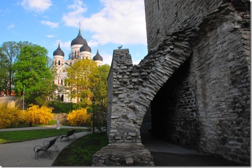 Alexander Nevsky Cathedral and portion of the City Walls in Tallinn, Estonia