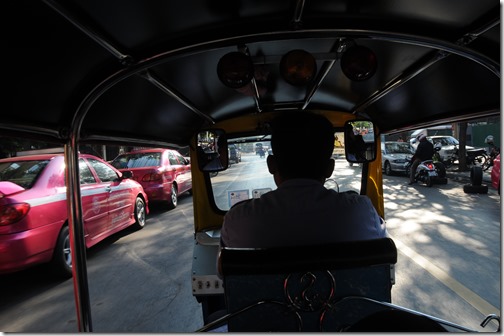 Riding in the back of a Tuk Tuk in Bangkok, Thailand